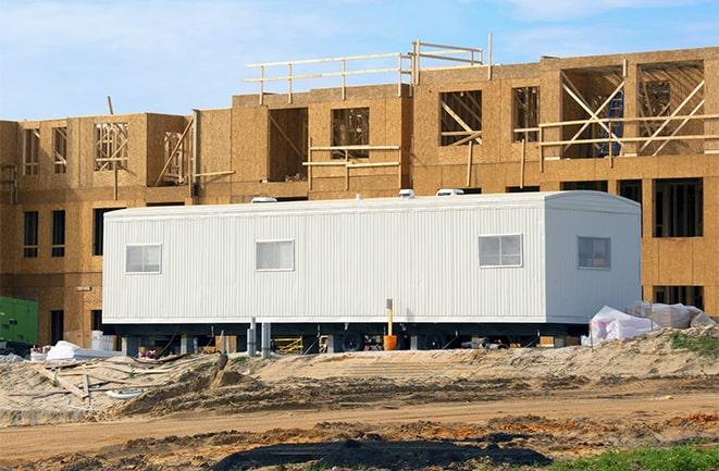 office trailers and equipment rental at a construction site in Manhattan, IL